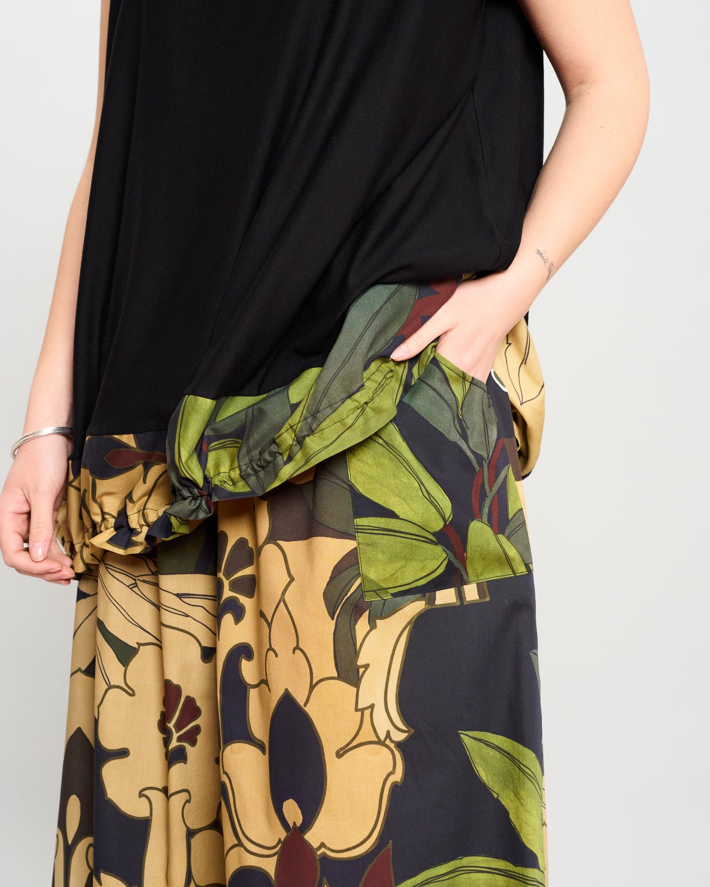 Maxi Blouse with Dropped Sleeve and Ruffle