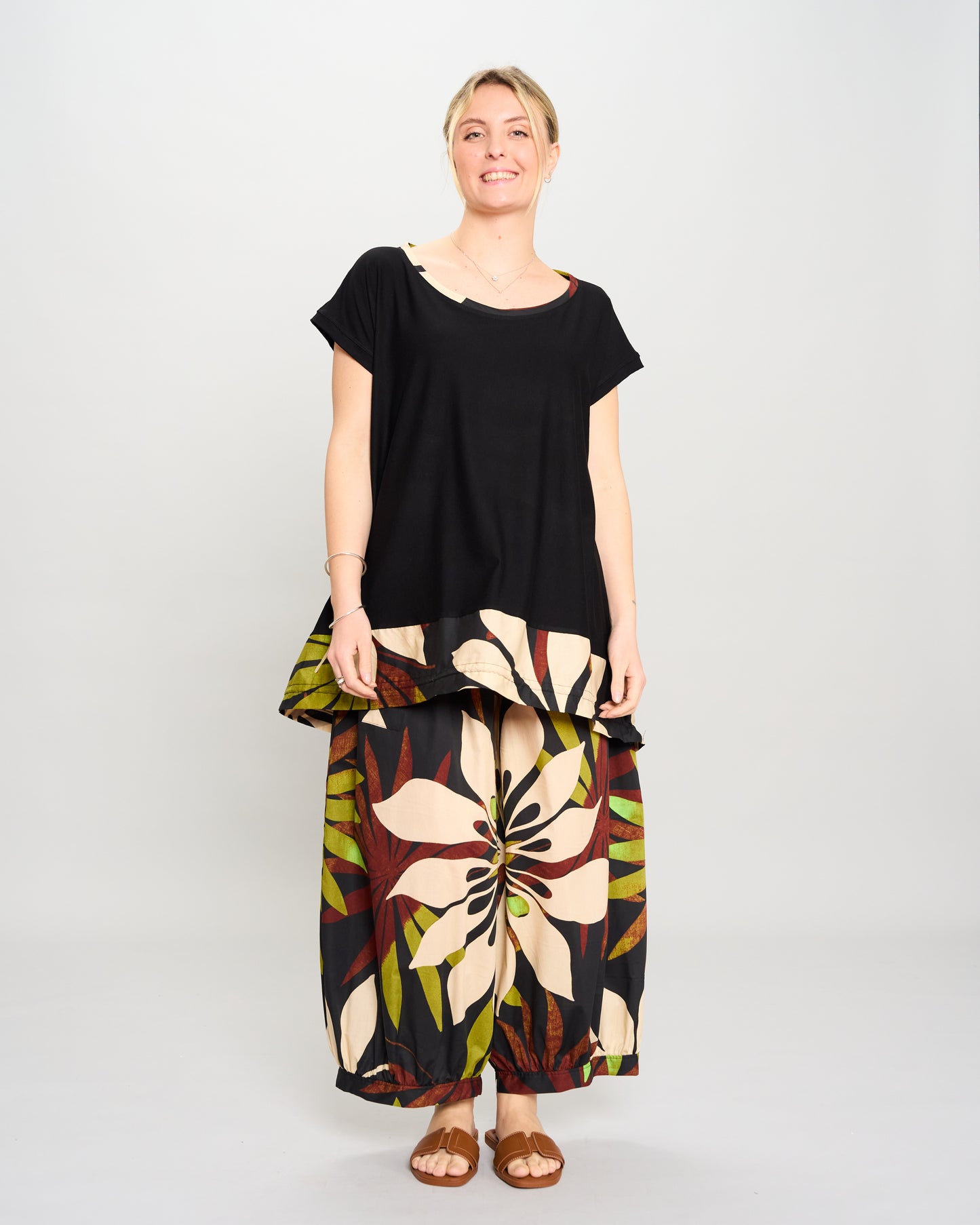 Maxi Blouse with Dropped Sleeve and Ruffle