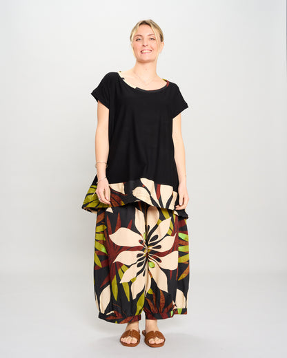 Maxi Blouse with Dropped Sleeve and Ruffle