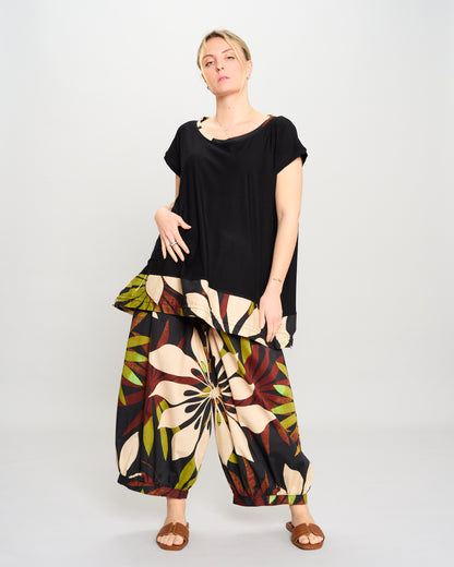 Maxi Blouse with Dropped Sleeve and Ruffle