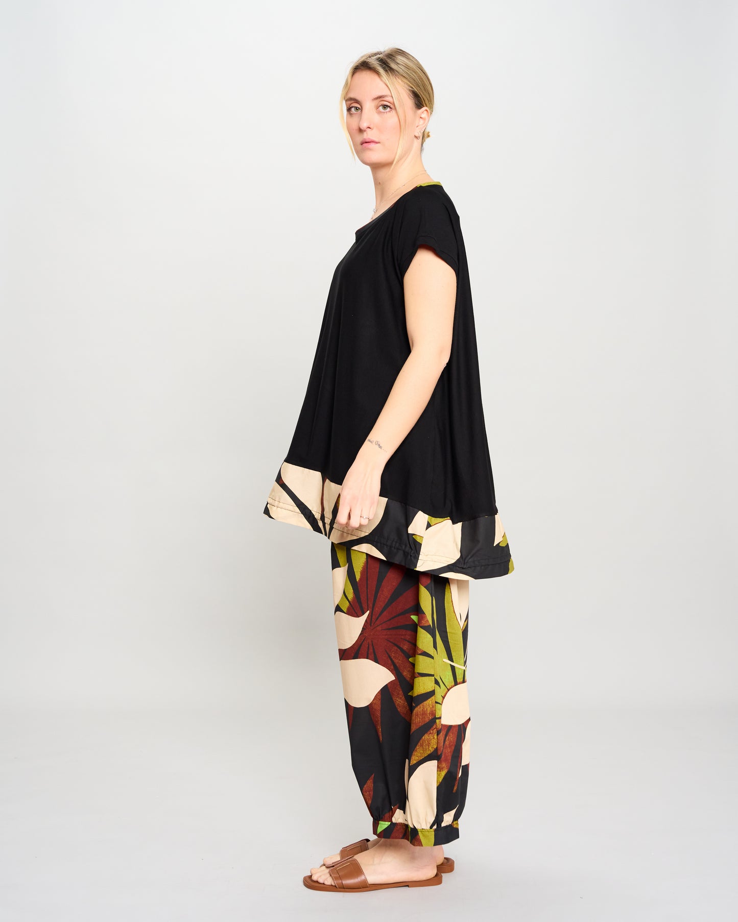 Maxi Blouse with Dropped Sleeve and Ruffle
