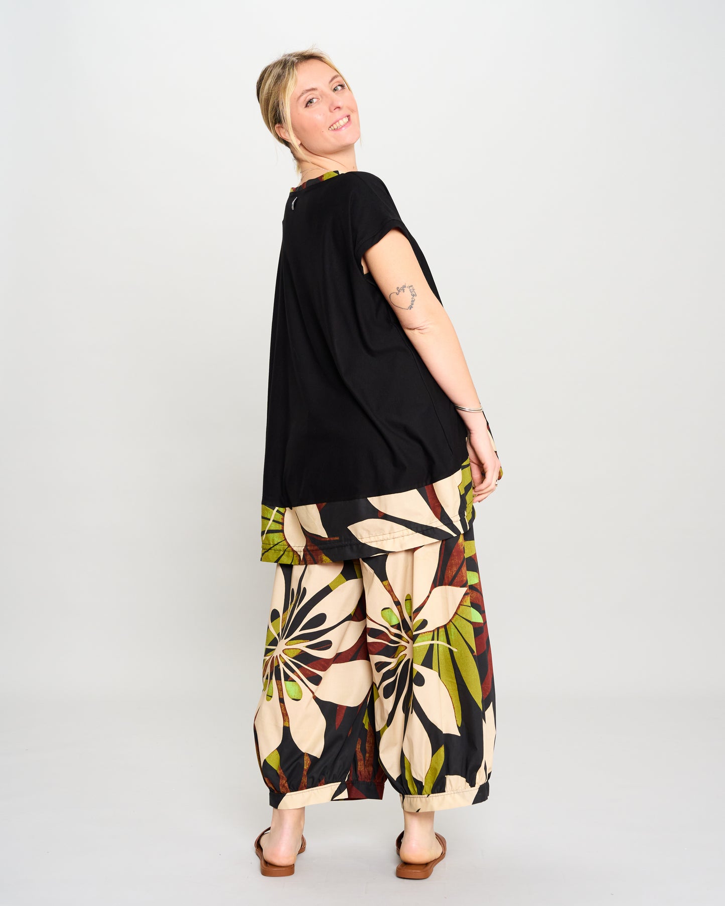 Maxi Blouse with Dropped Sleeve and Ruffle