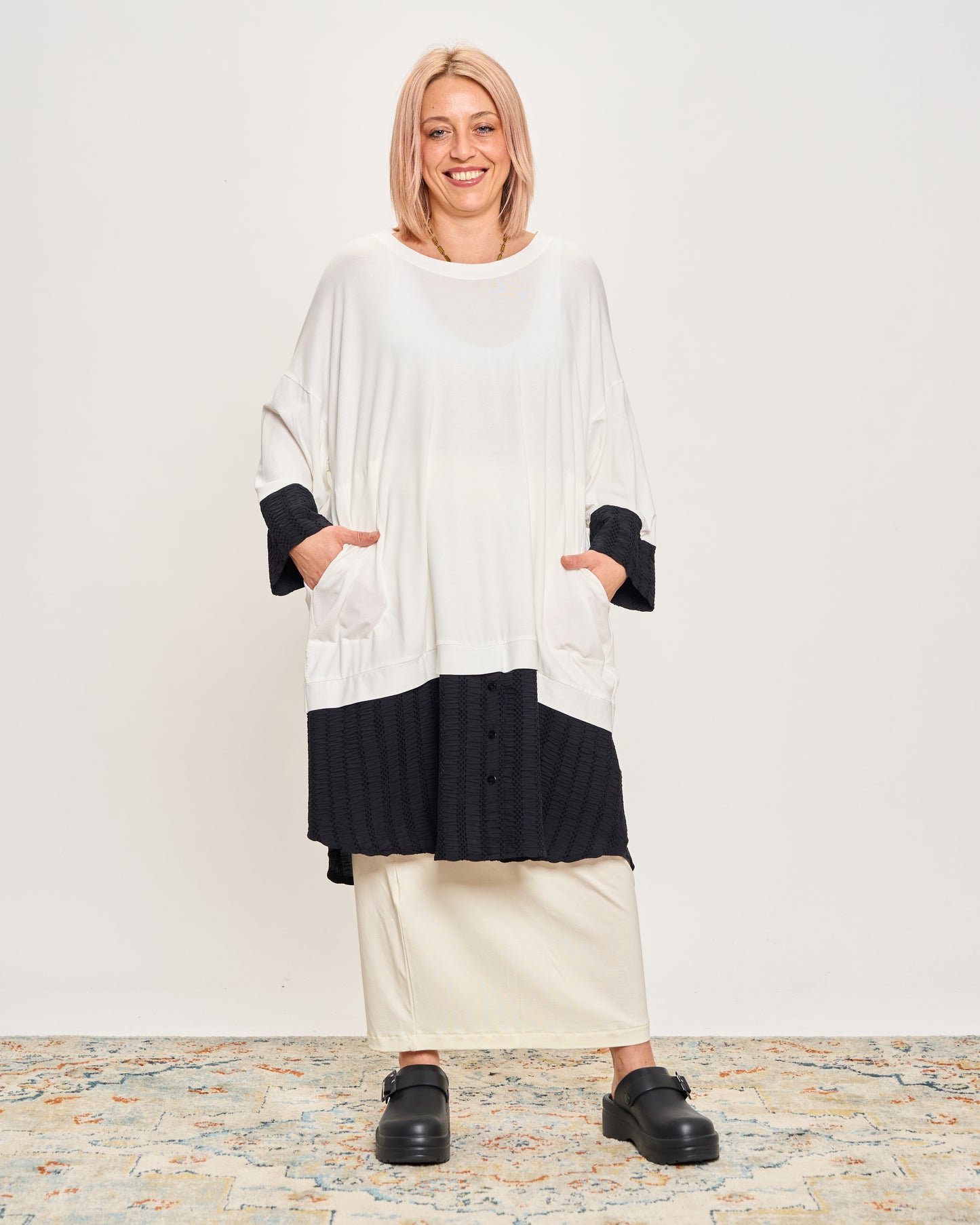 Oversized Sweatshirt with Embossed Appliqués