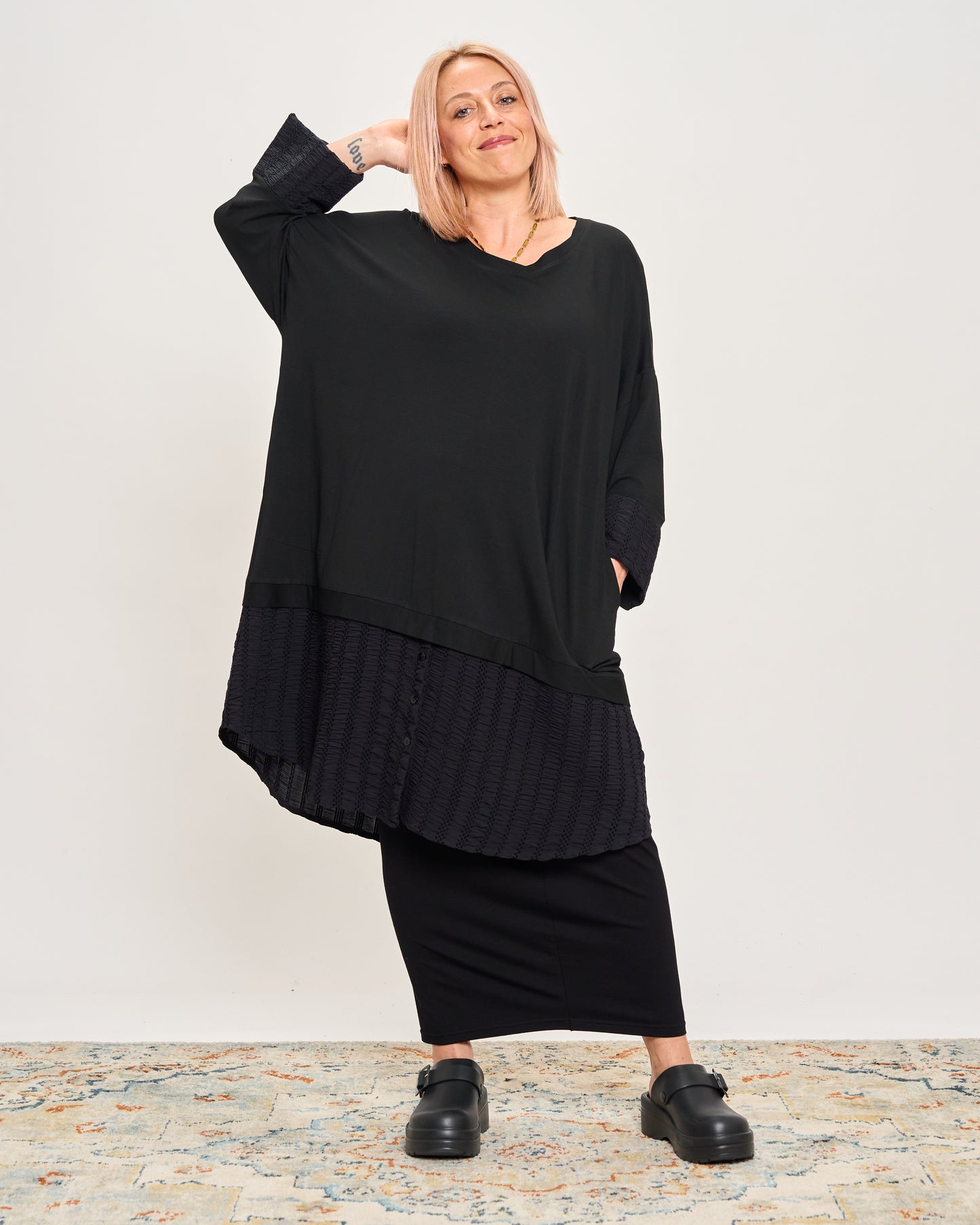 Oversized Sweatshirt with Embossed Appliqués
