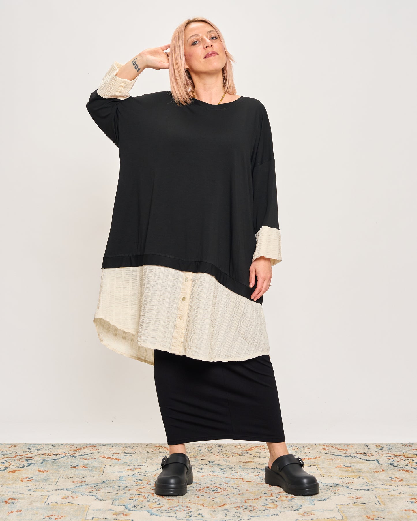 Oversized Sweatshirt with Embossed Appliqués