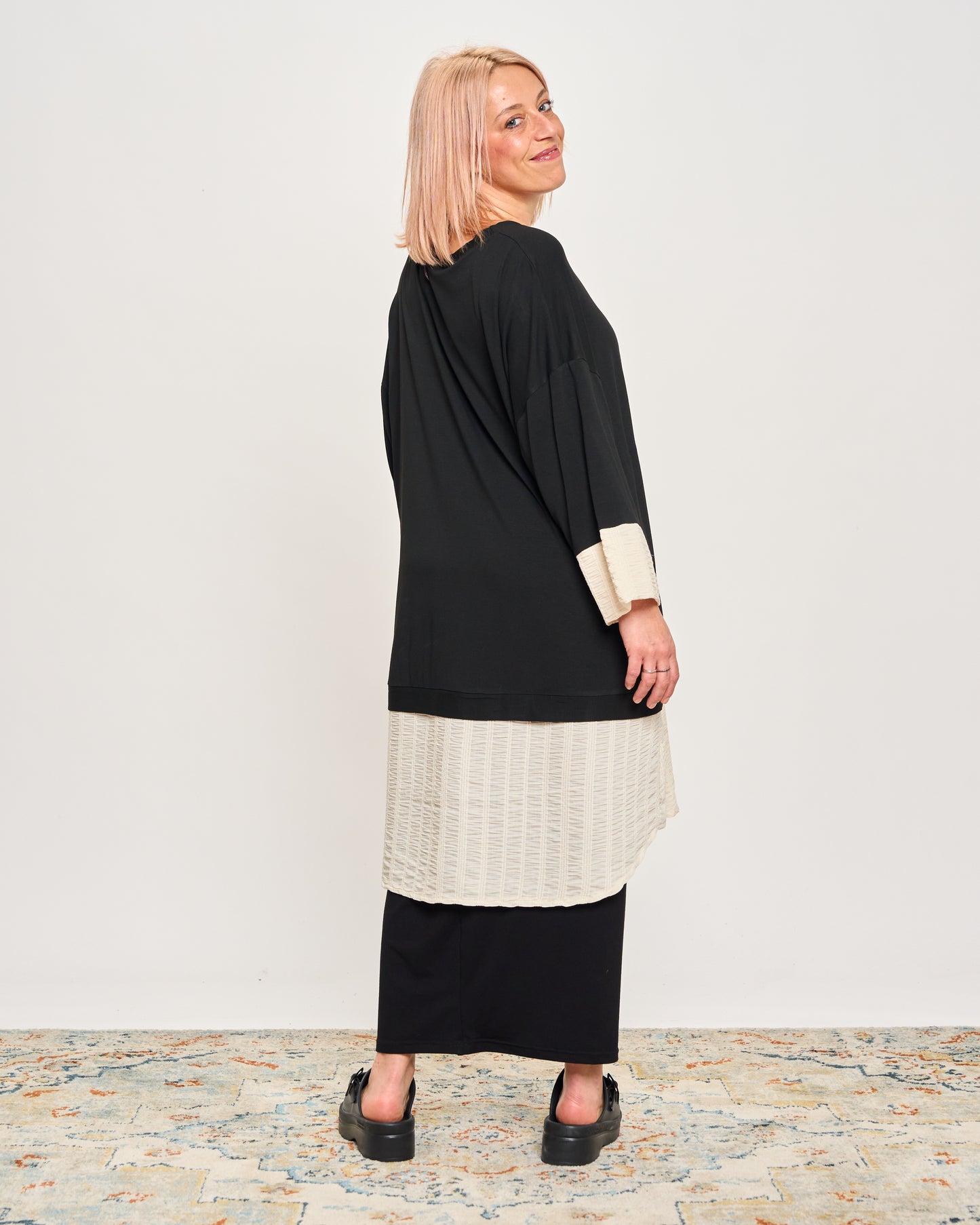 Oversized Sweatshirt with Embossed Appliqués