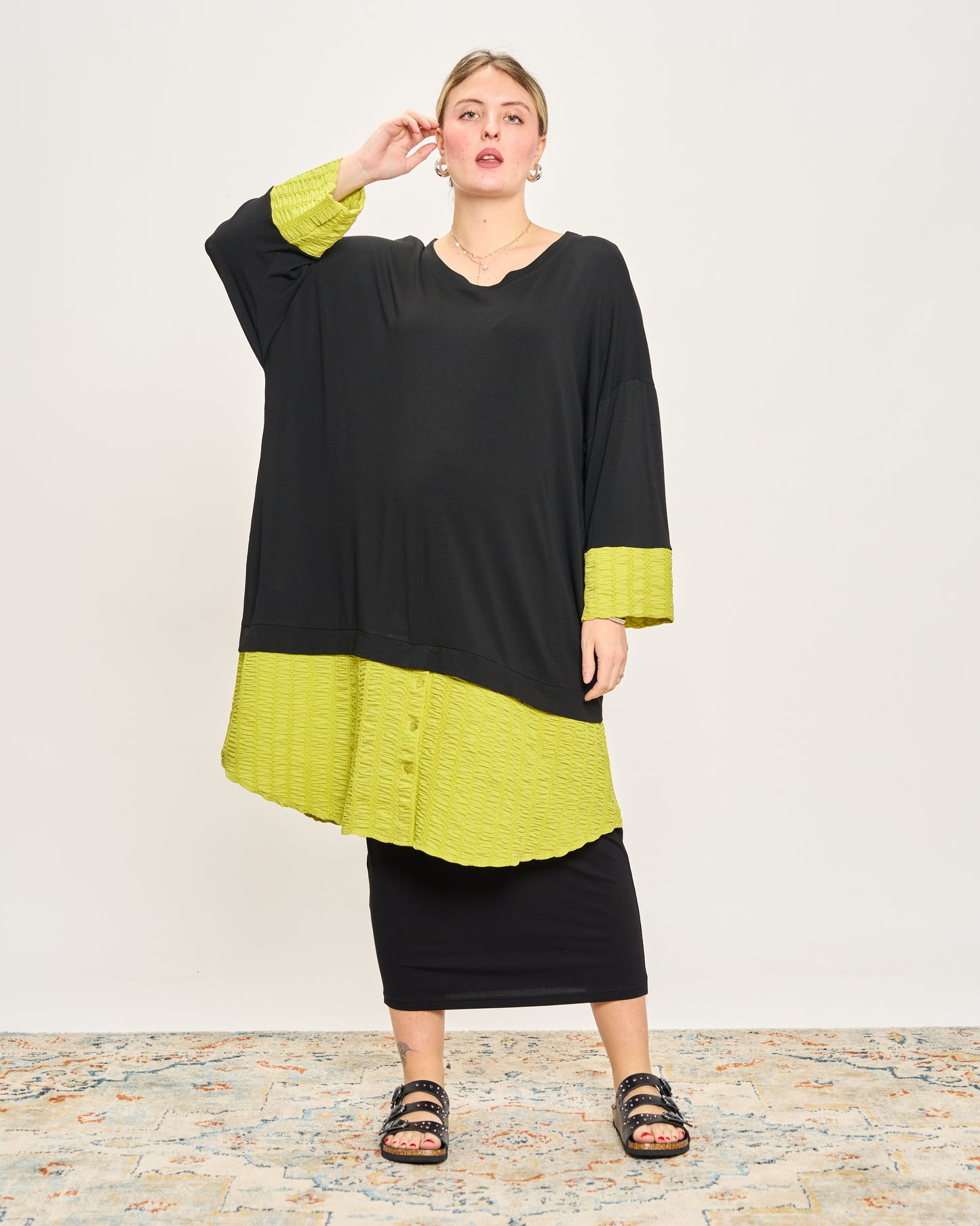 Oversized Sweatshirt with Embossed Appliqués
