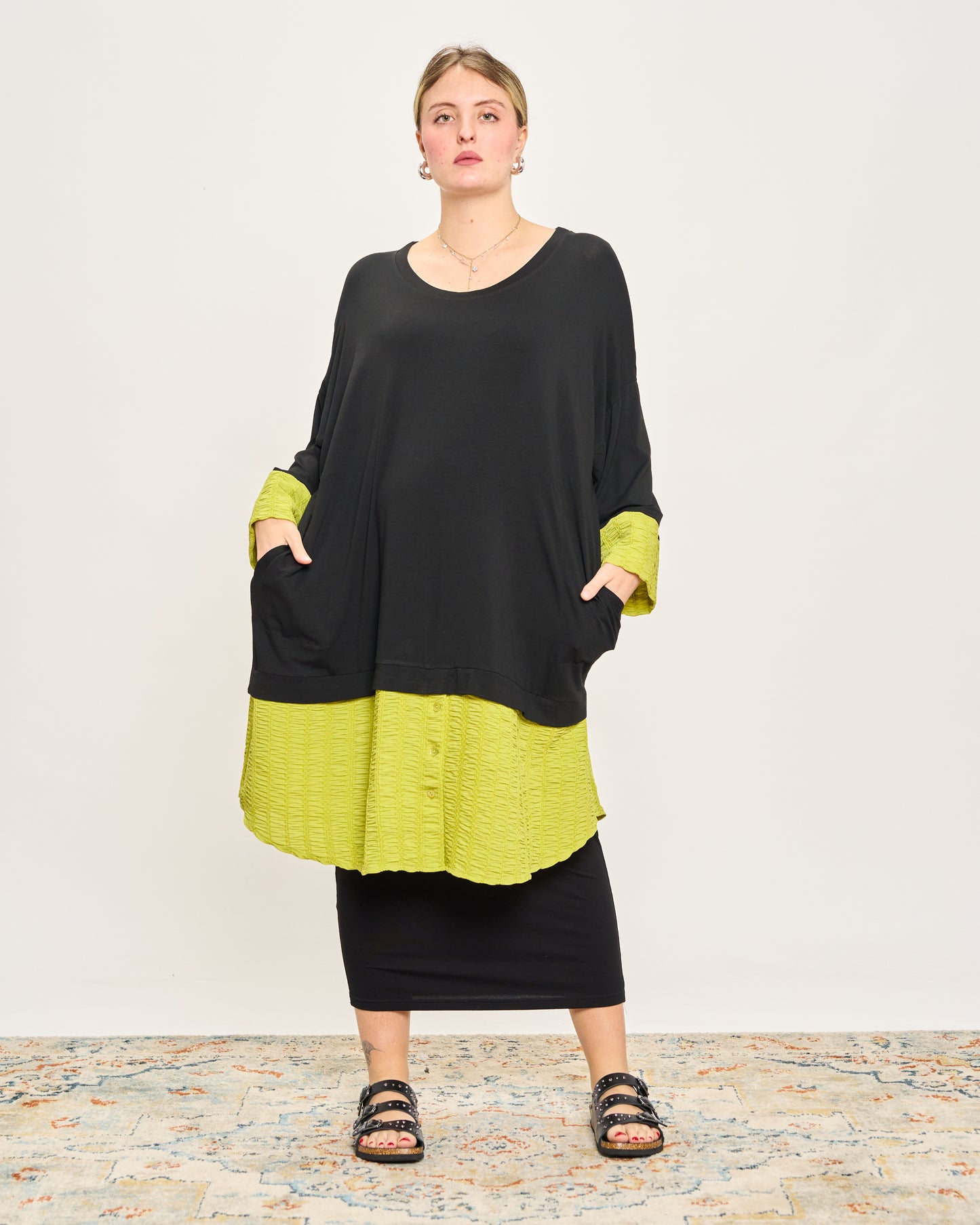 Oversized Sweatshirt with Embossed Appliqués