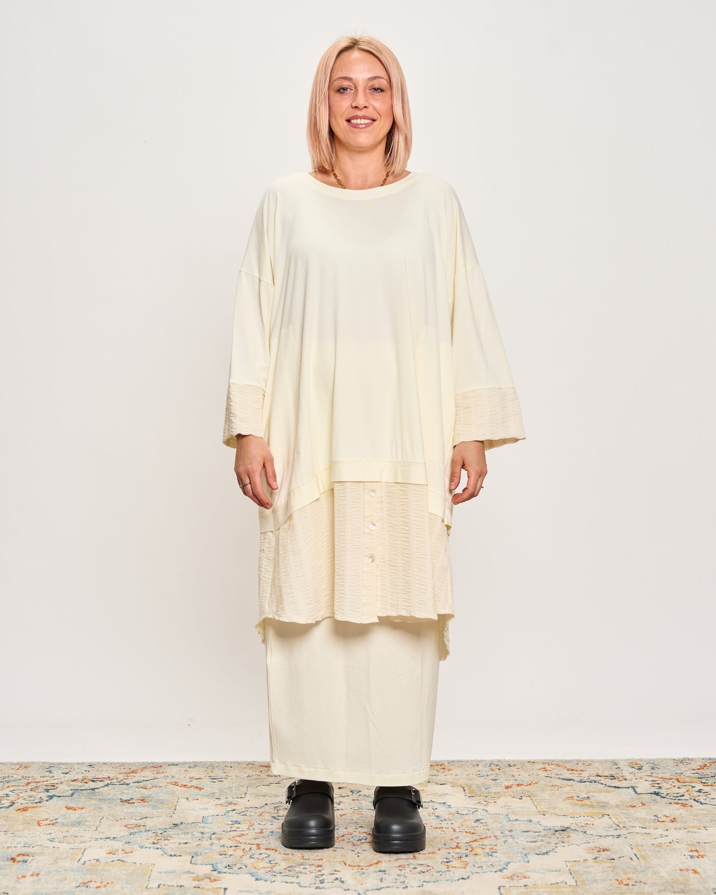 Oversized Sweatshirt with Embossed Appliqués