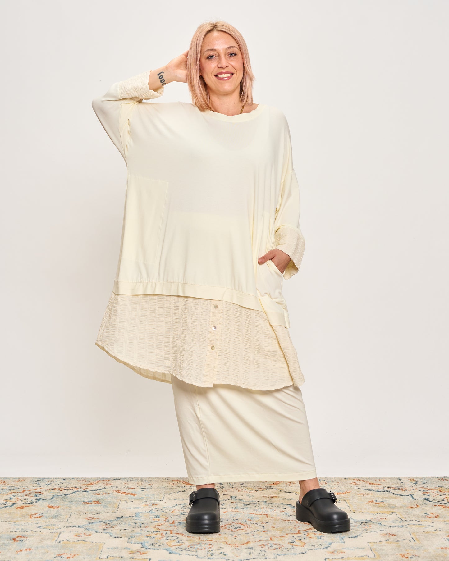 Oversized Sweatshirt with Embossed Appliqués