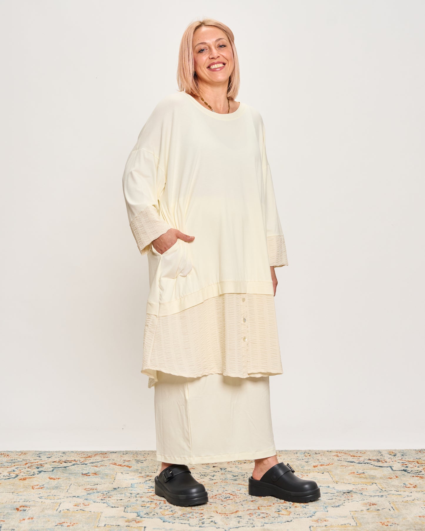 Oversized Sweatshirt with Embossed Appliqués