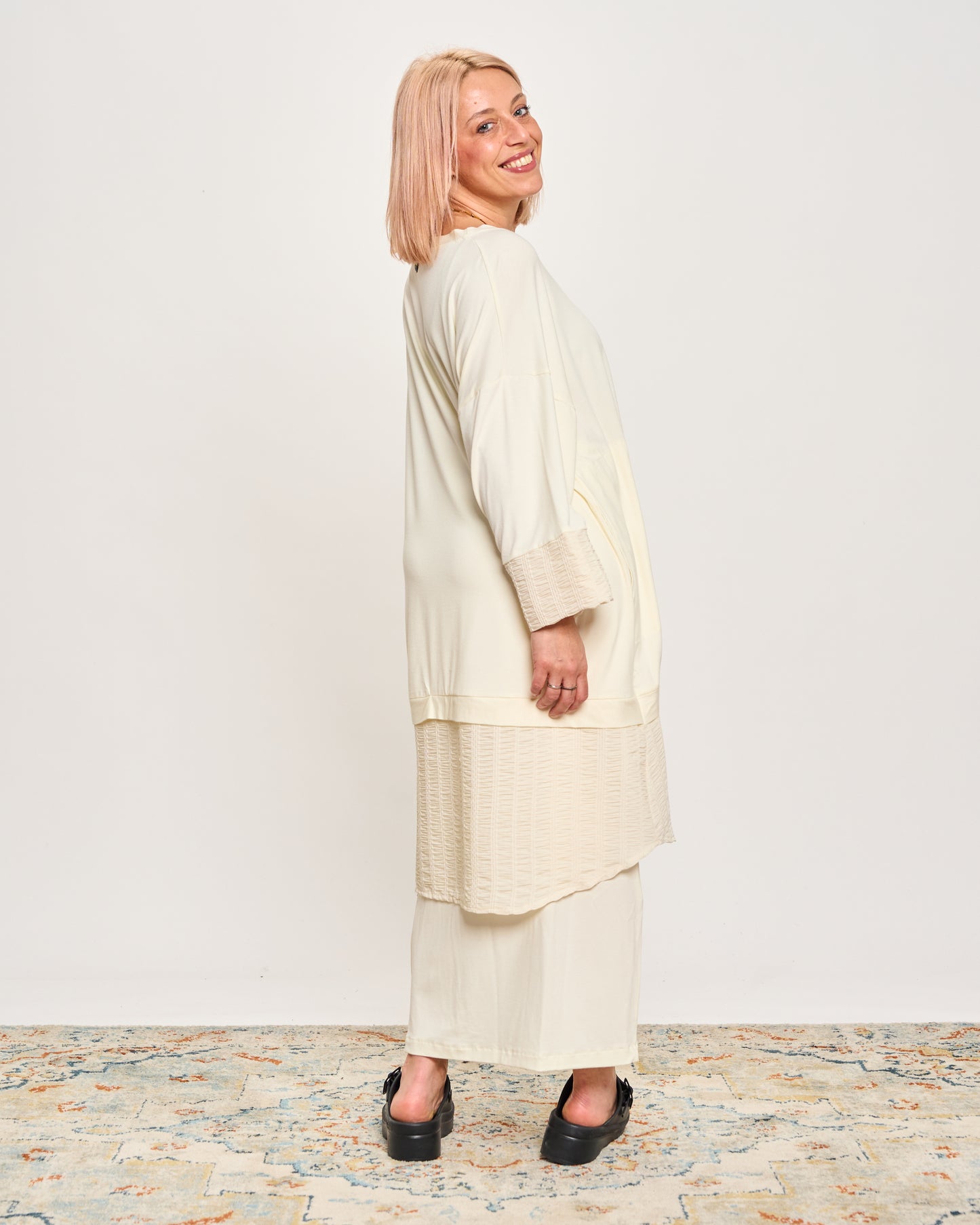 Oversized Sweatshirt with Embossed Appliqués