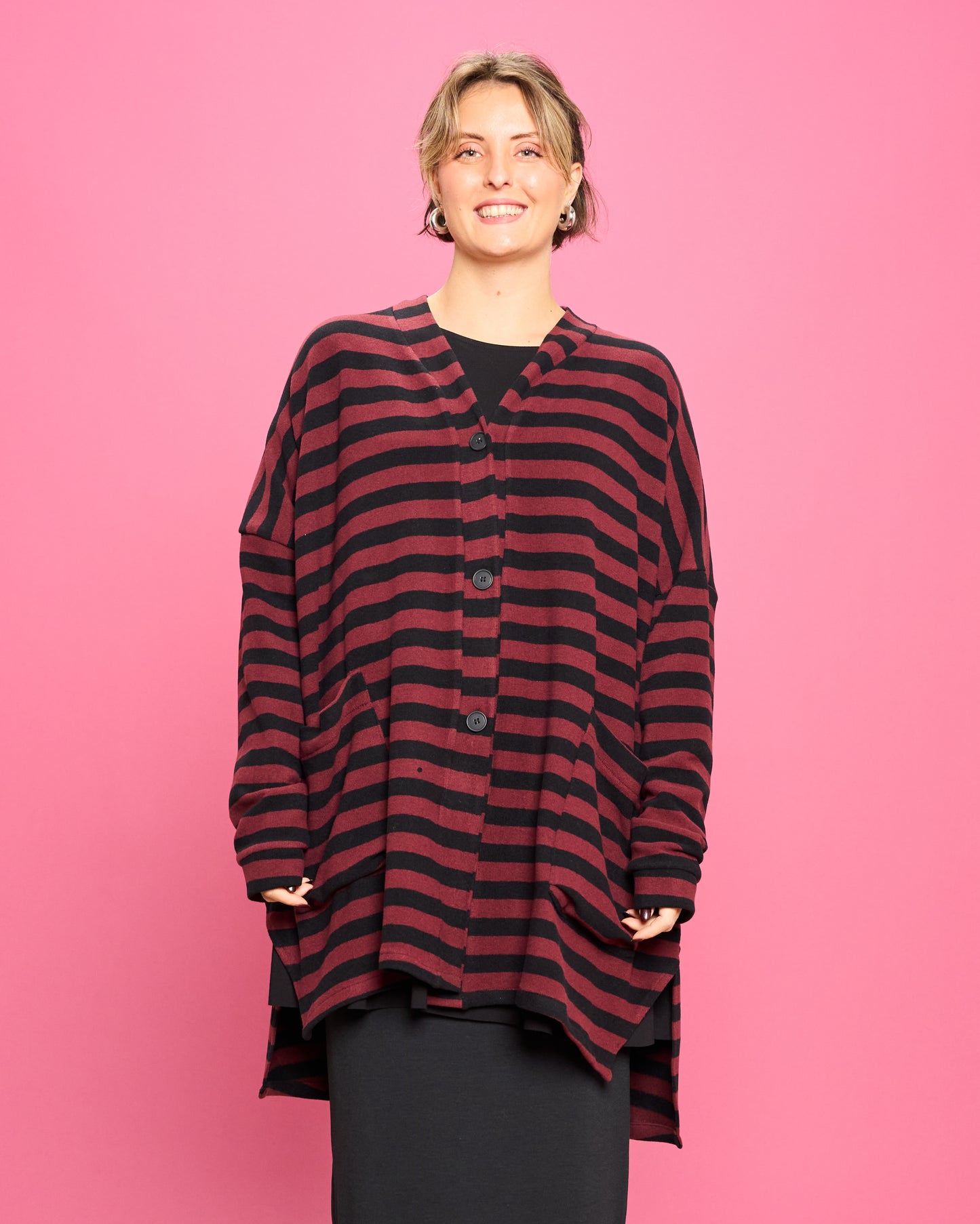 Maxi Cardigan in Caldo Cotone a Righe