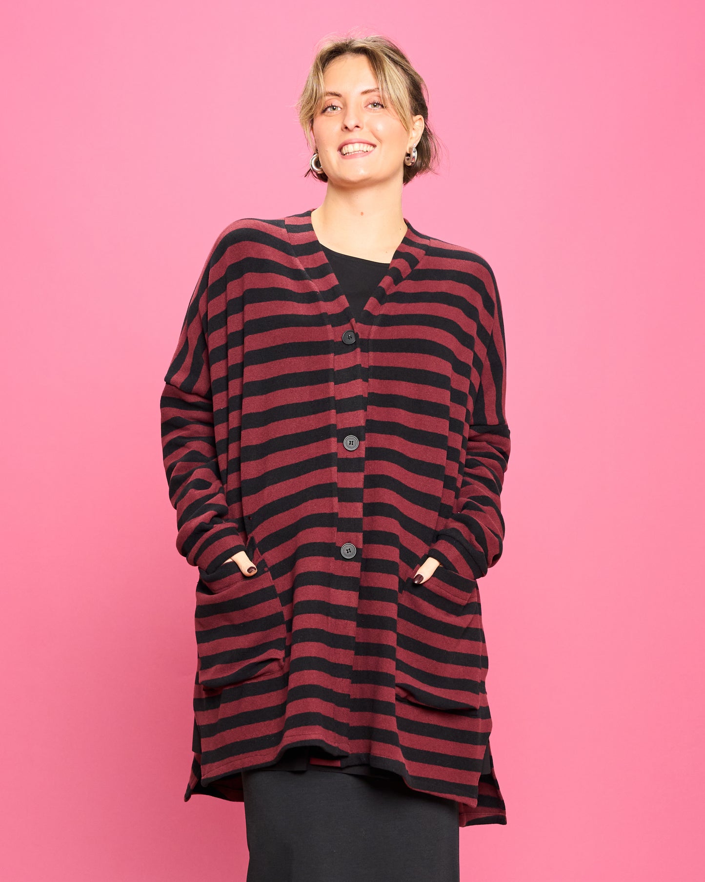 Maxi Cardigan in Caldo Cotone a Righe