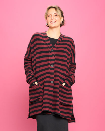 Maxi Cardigan in Caldo Cotone a Righe