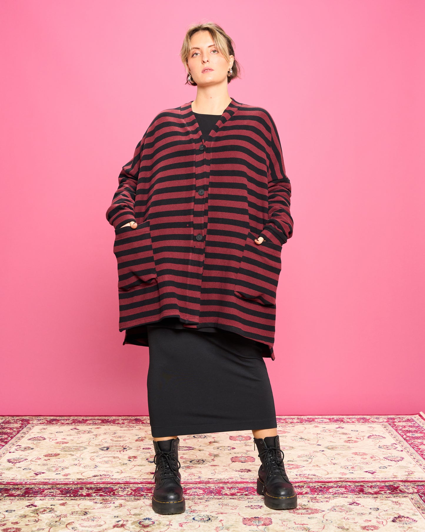 Maxi Cardigan in Caldo Cotone a Righe