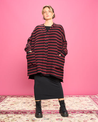 Maxi Cardigan in Caldo Cotone a Righe