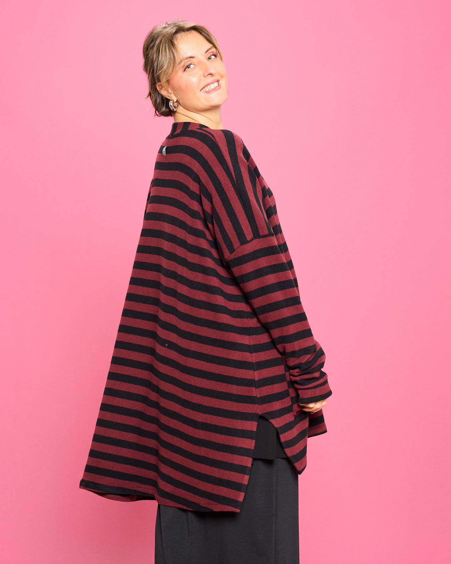 Maxi Cardigan in Caldo Cotone a Righe