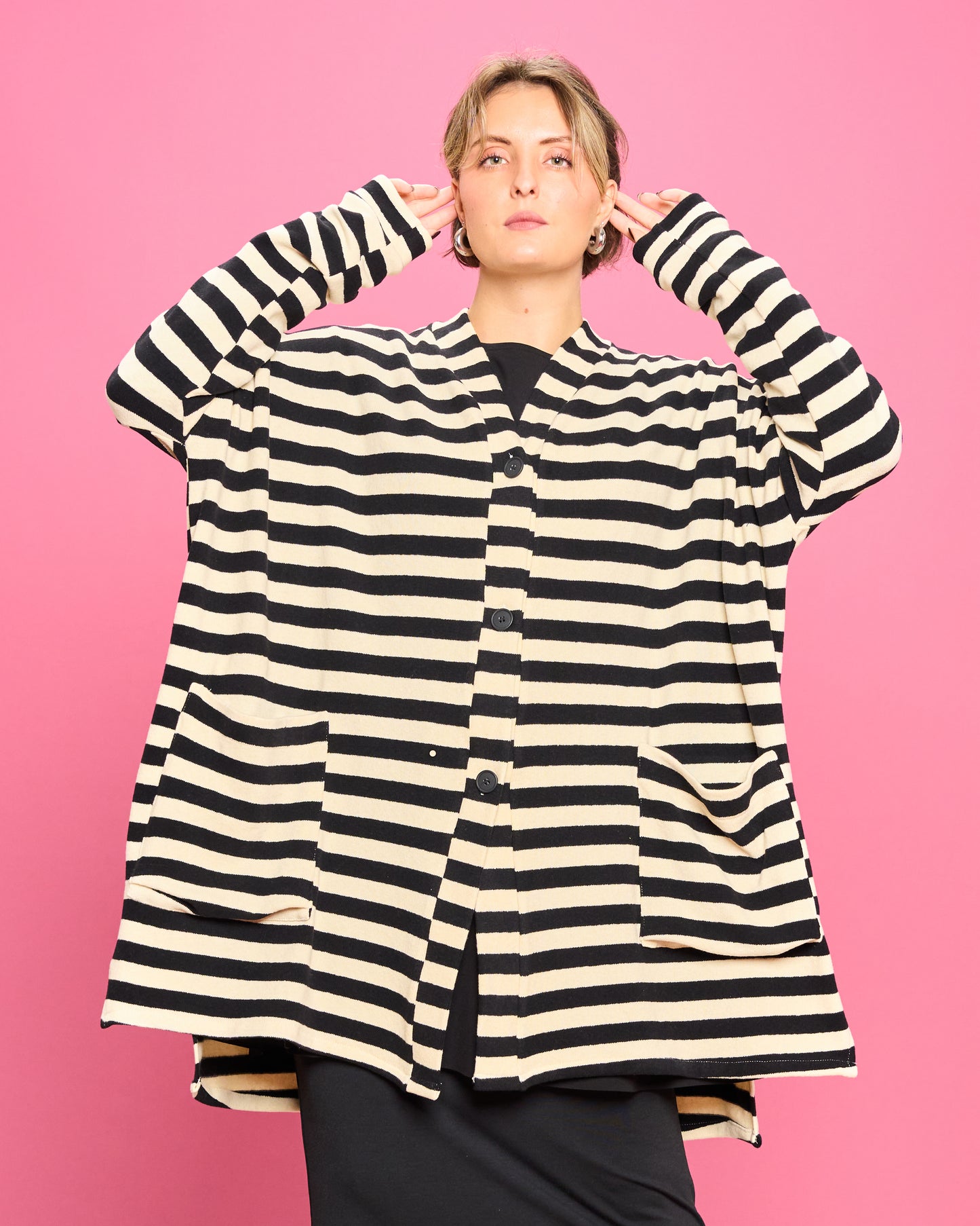 Maxi Cardigan in Caldo Cotone a Righe