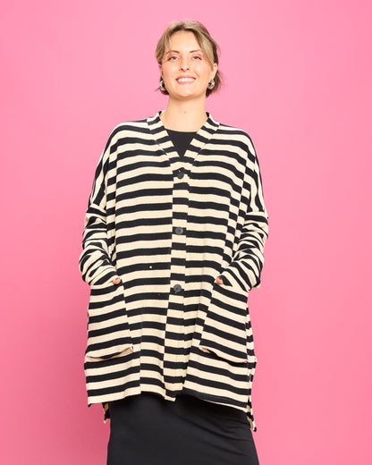 Maxi Cardigan in Caldo Cotone a Righe