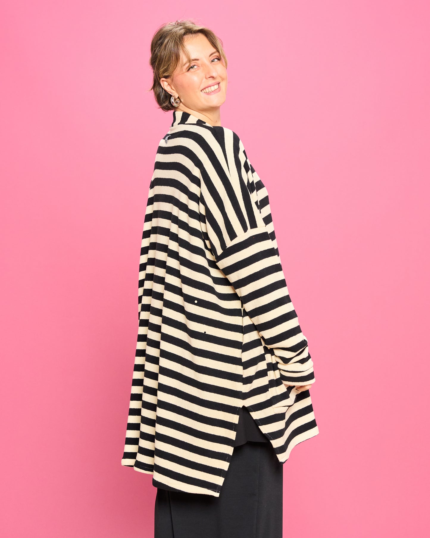 Maxi Cardigan in Caldo Cotone a Righe