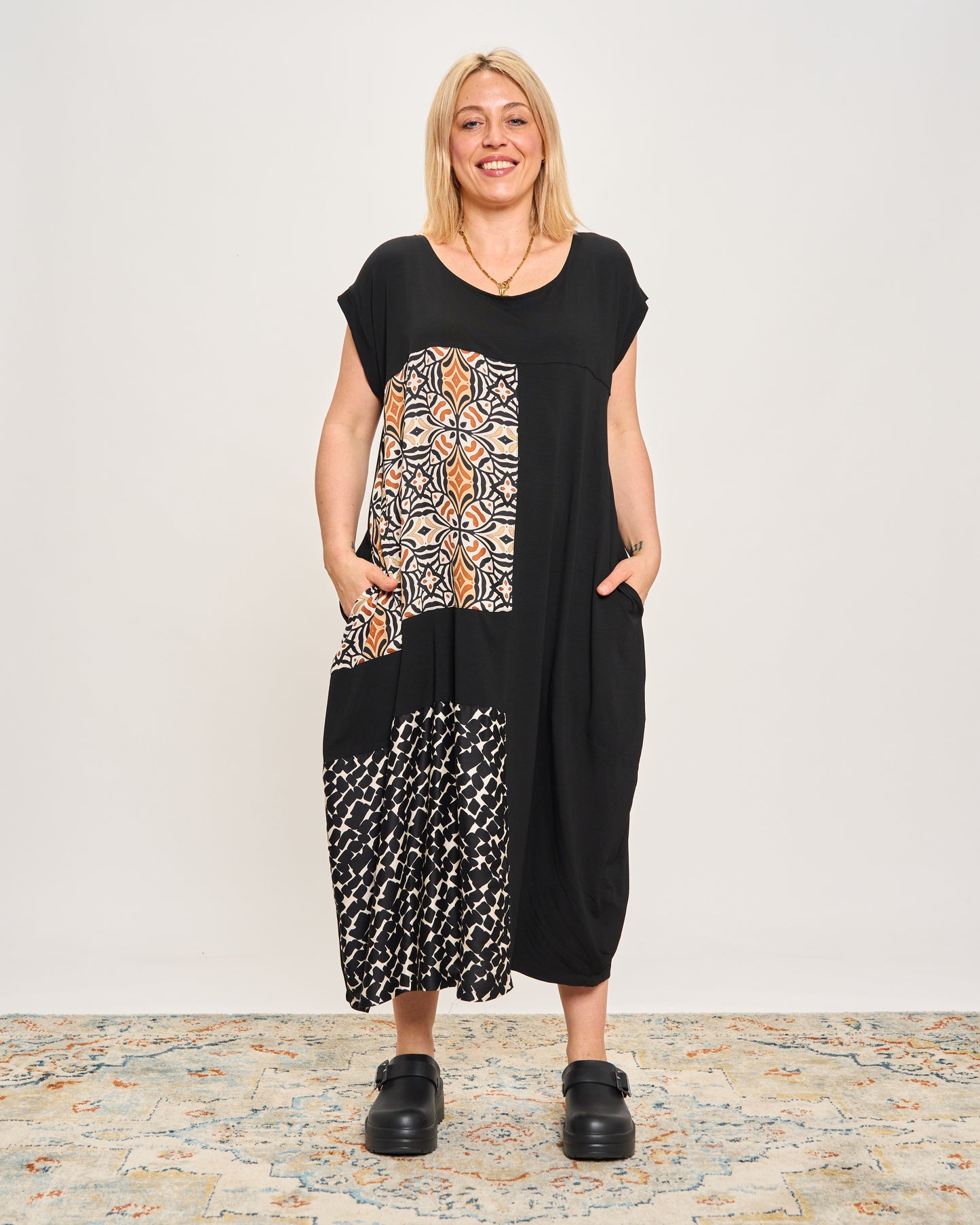 Long Dress with Patterned Patchwork