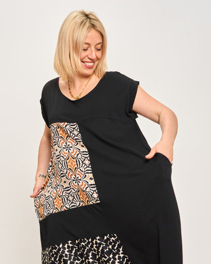 Long Dress with Patterned Patchwork