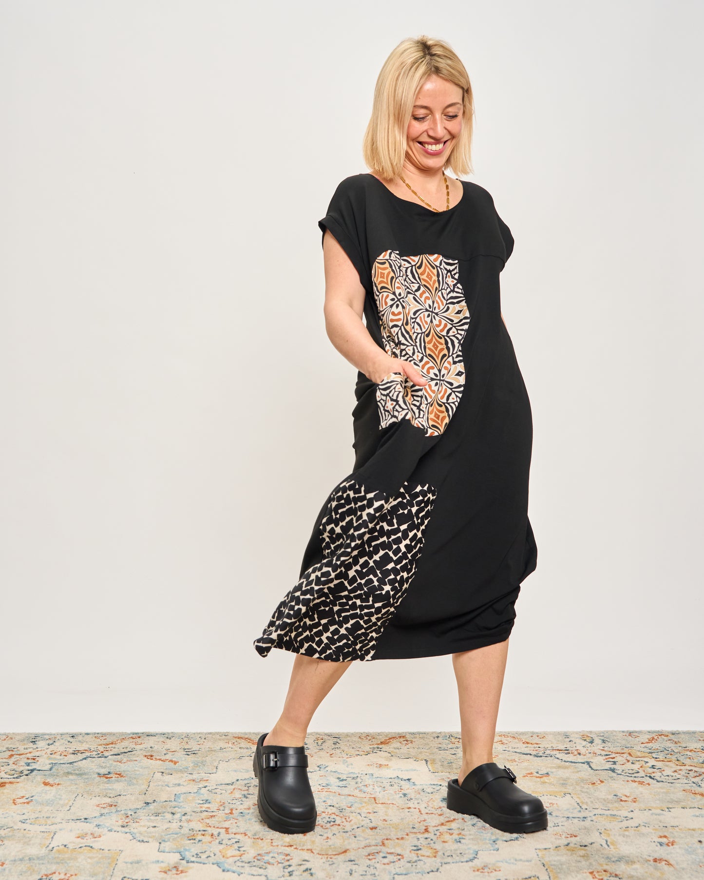 Long Dress with Patterned Patchwork