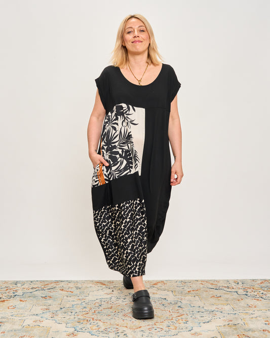 Abito Lungo con Patchwork Fantasia