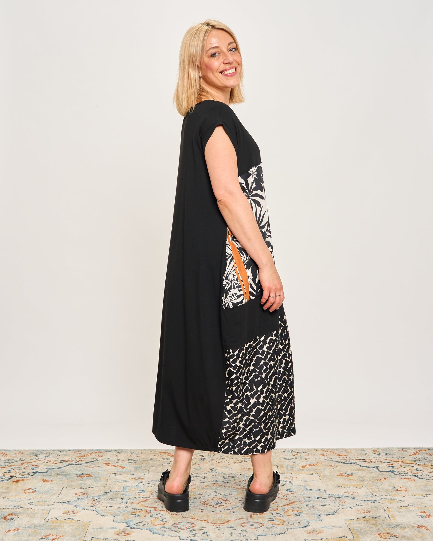 Long Dress with Patterned Patchwork