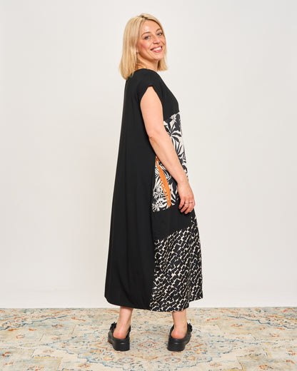 Long Dress with Patterned Patchwork