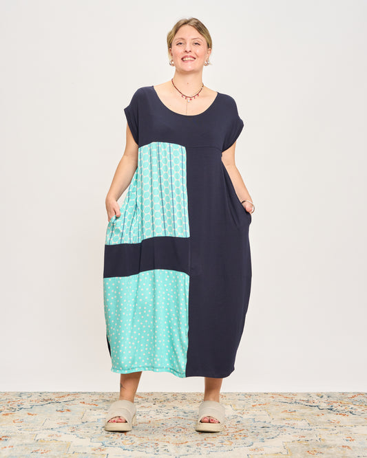 Abito Lungo con Patchwork Fantasia