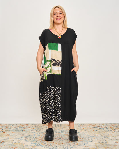 Long Dress with Patterned Patchwork