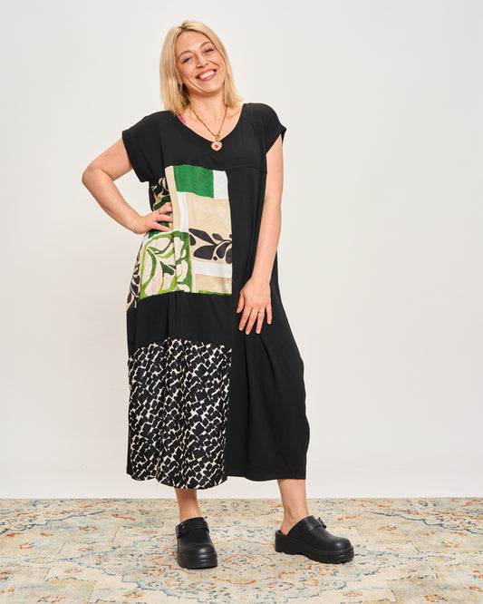 Abito Lungo con Patchwork Fantasia