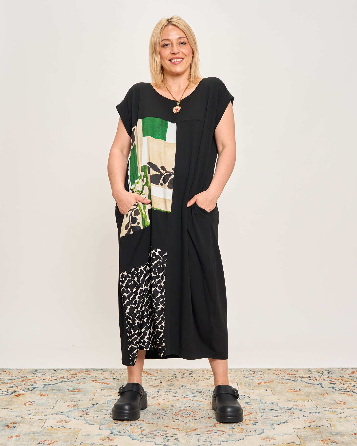Long Dress with Patterned Patchwork