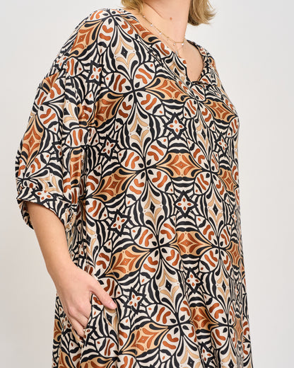 Trapeze Print Dress