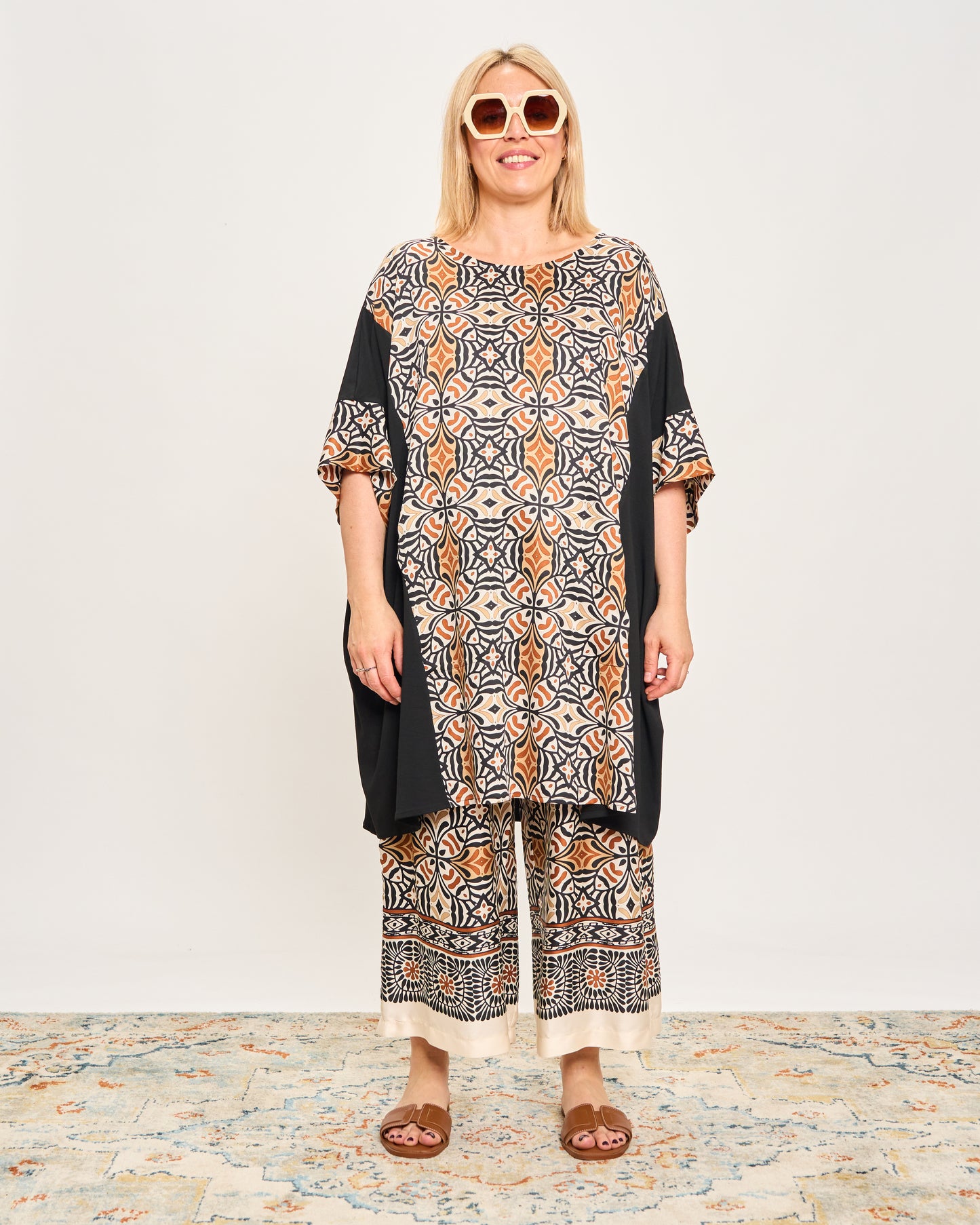 Maxi-Shirt in Patterned Double Fabric