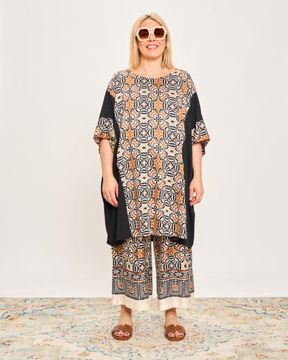 Maxi-Shirt in Patterned Double Fabric