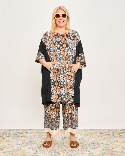Maxi-Shirt in Patterned Double Fabric