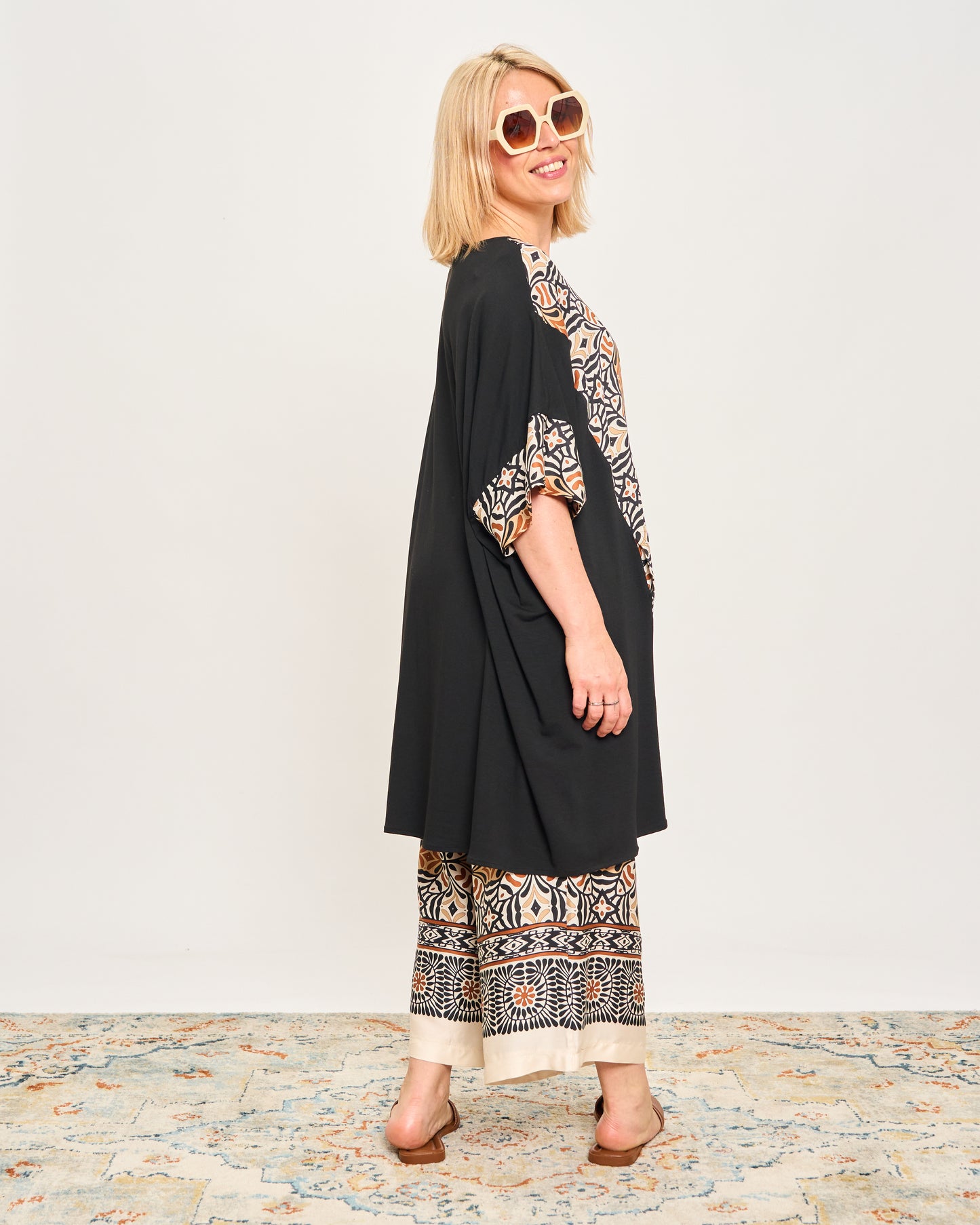 Maxi-Shirt in Patterned Double Fabric