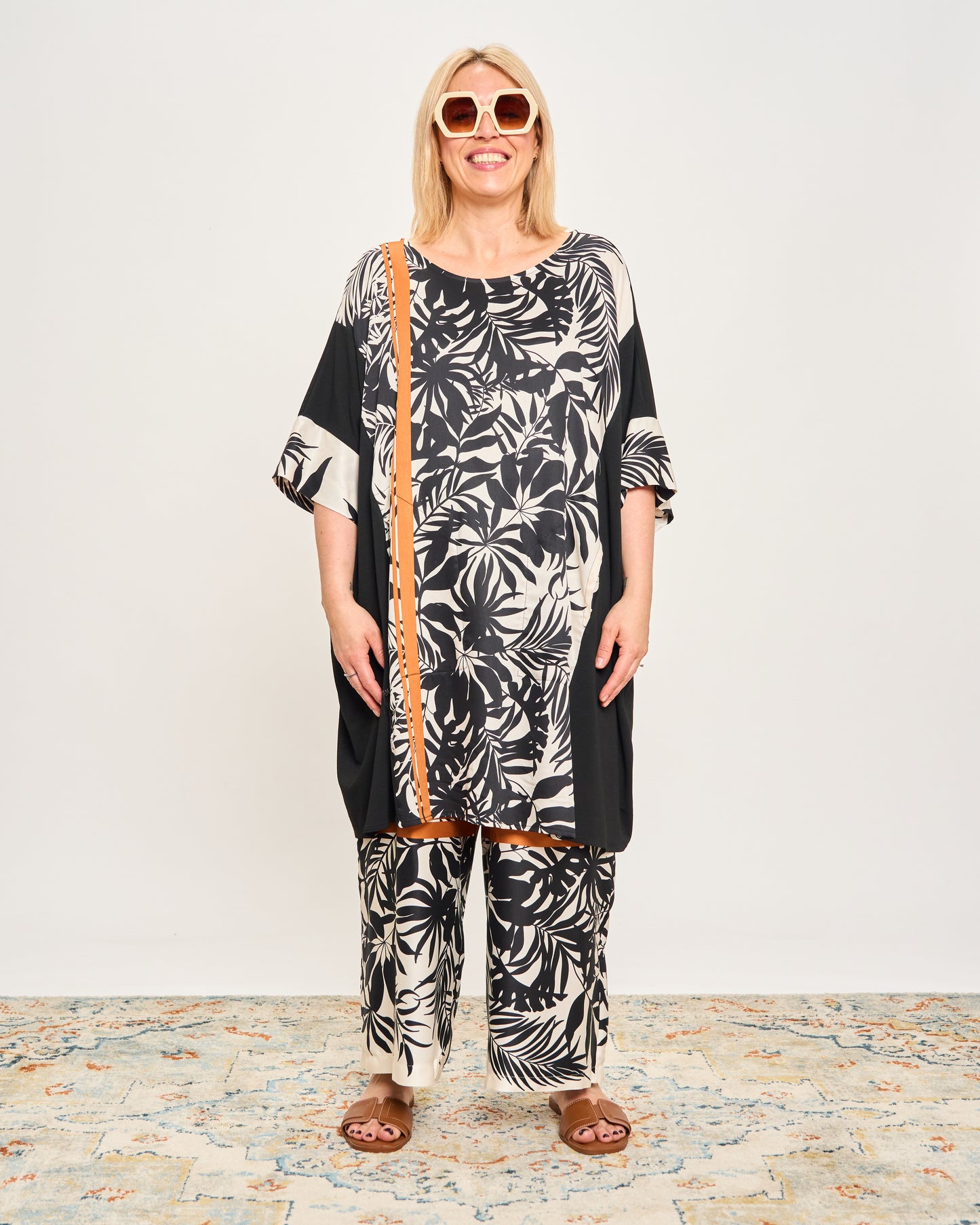 Maxi-Shirt in Patterned Double Fabric