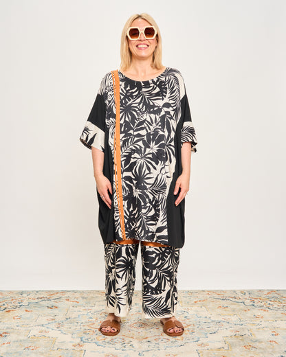 Maxi-Shirt in Patterned Double Fabric