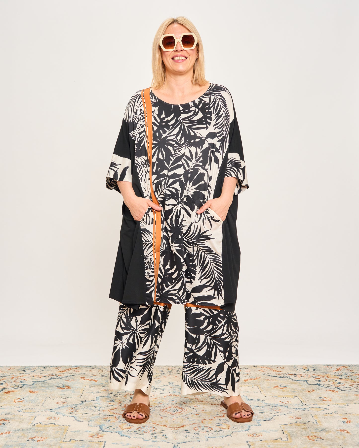 Maxi-Shirt in Patterned Double Fabric