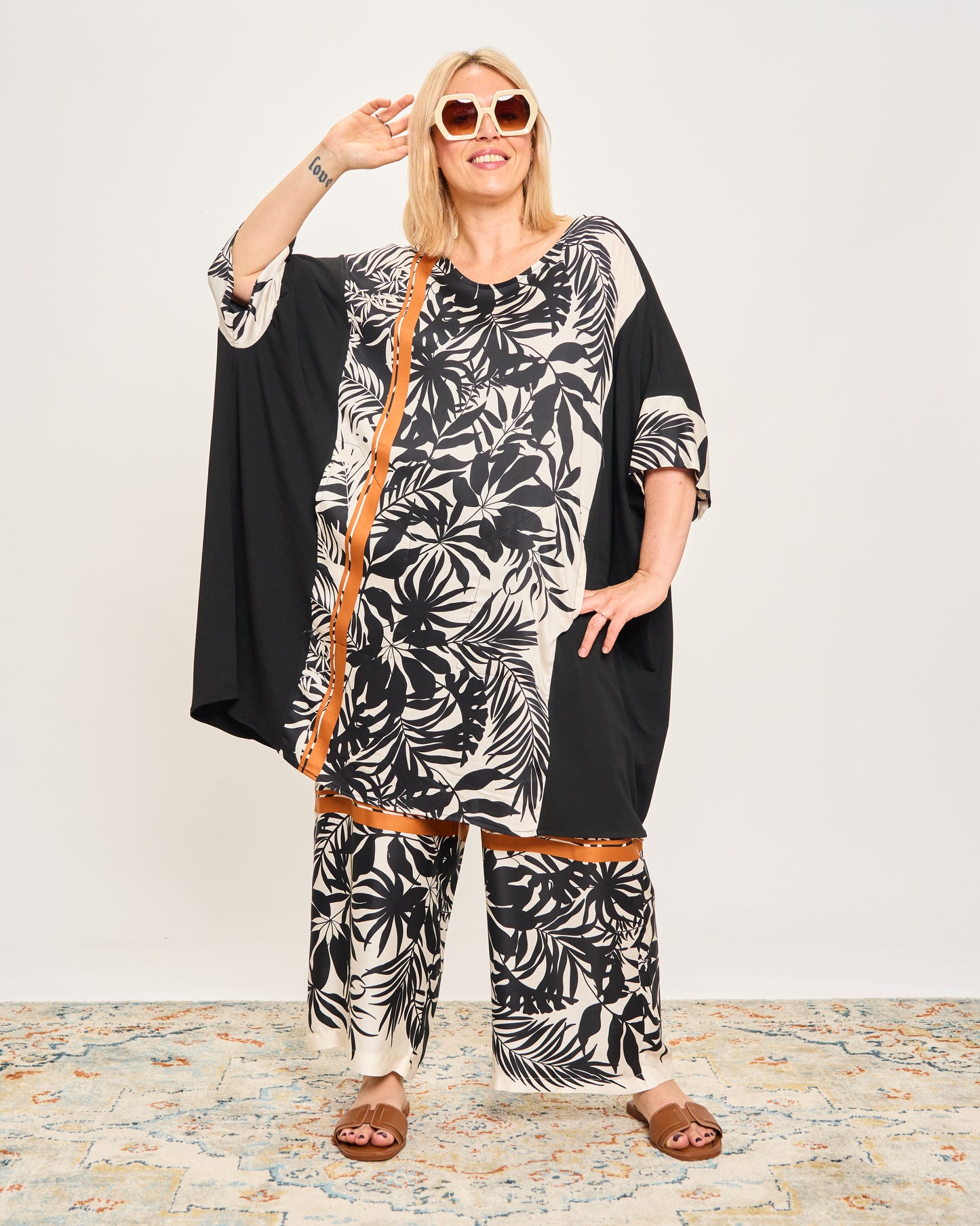 Maxi-Shirt in Patterned Double Fabric