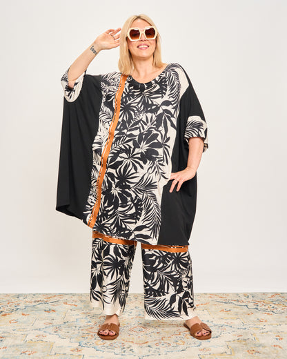 Maxi-Shirt in Patterned Double Fabric