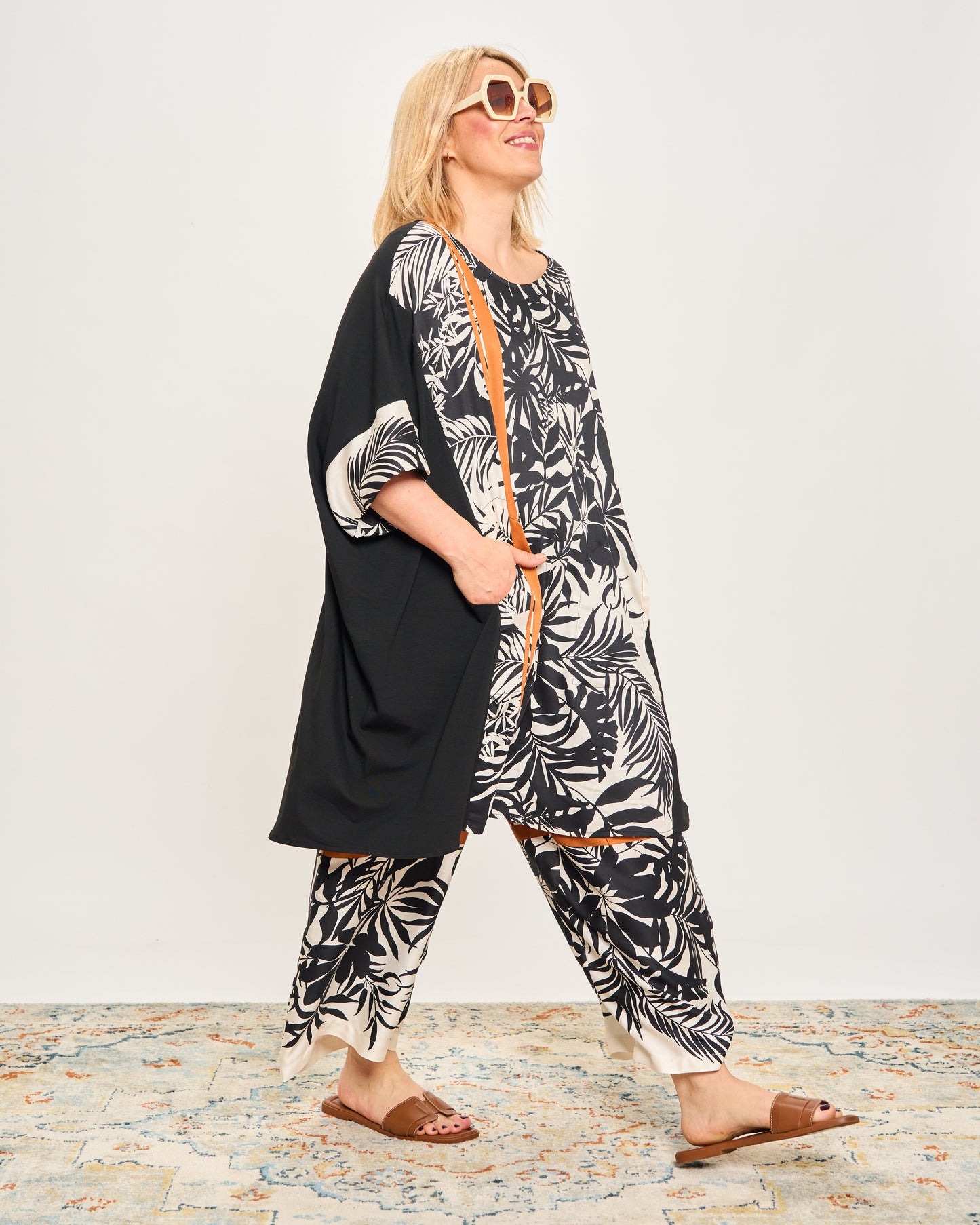 Maxi-Shirt in Patterned Double Fabric