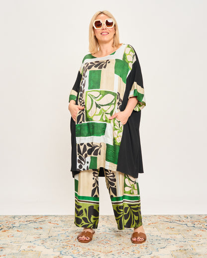 Maxi-Shirt in Patterned Double Fabric