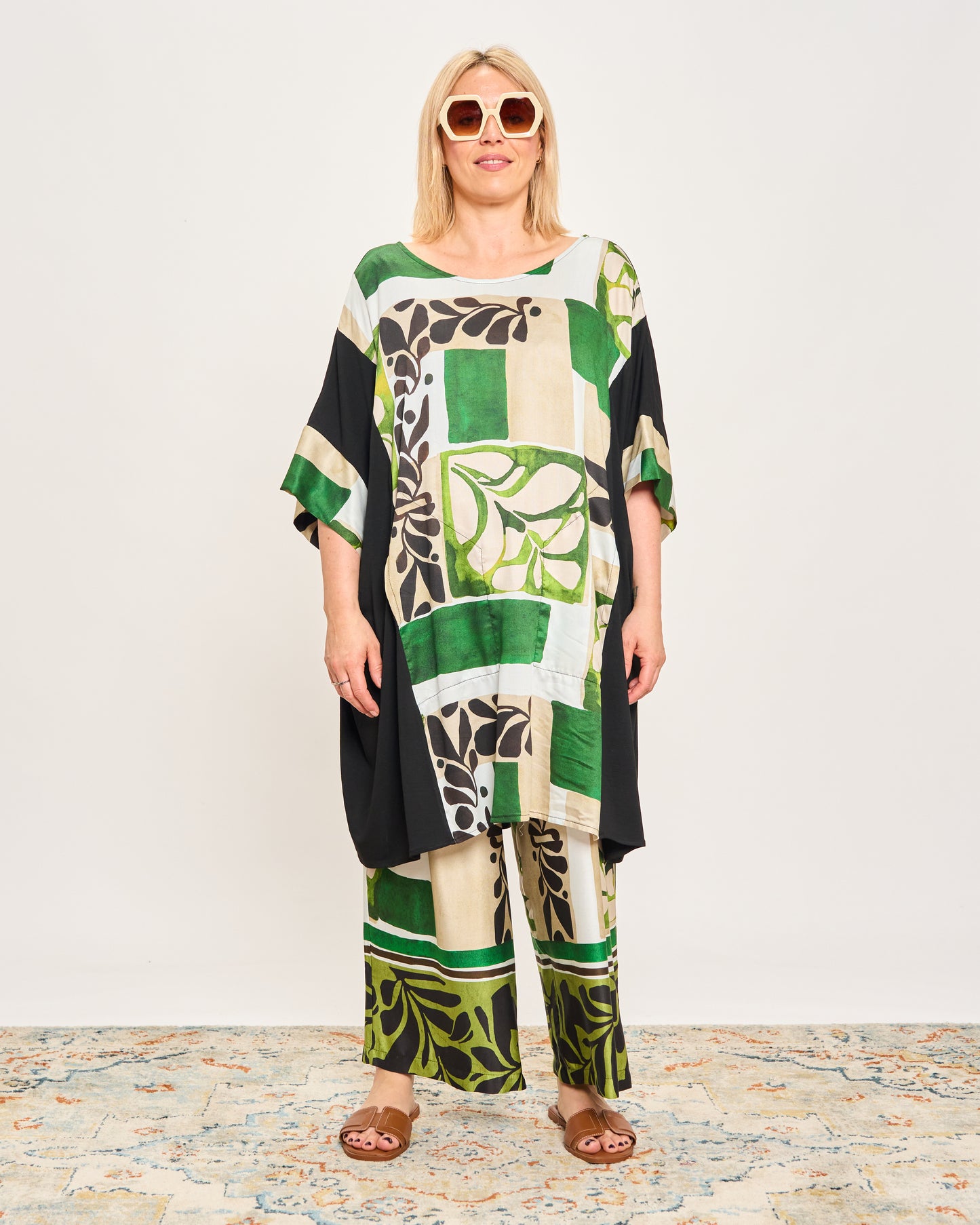 Maxi-Shirt in Patterned Double Fabric