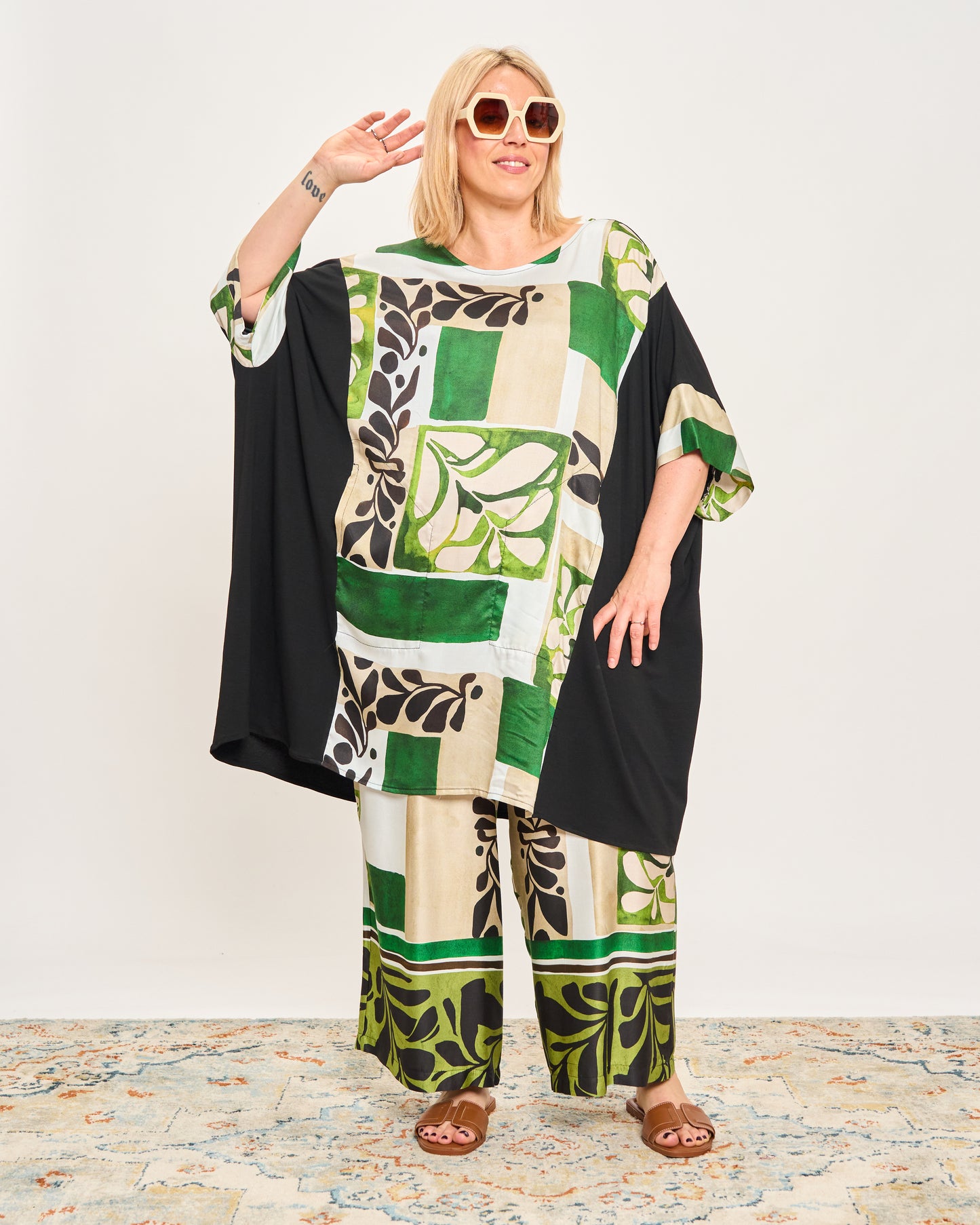 Maxi-Shirt in Patterned Double Fabric