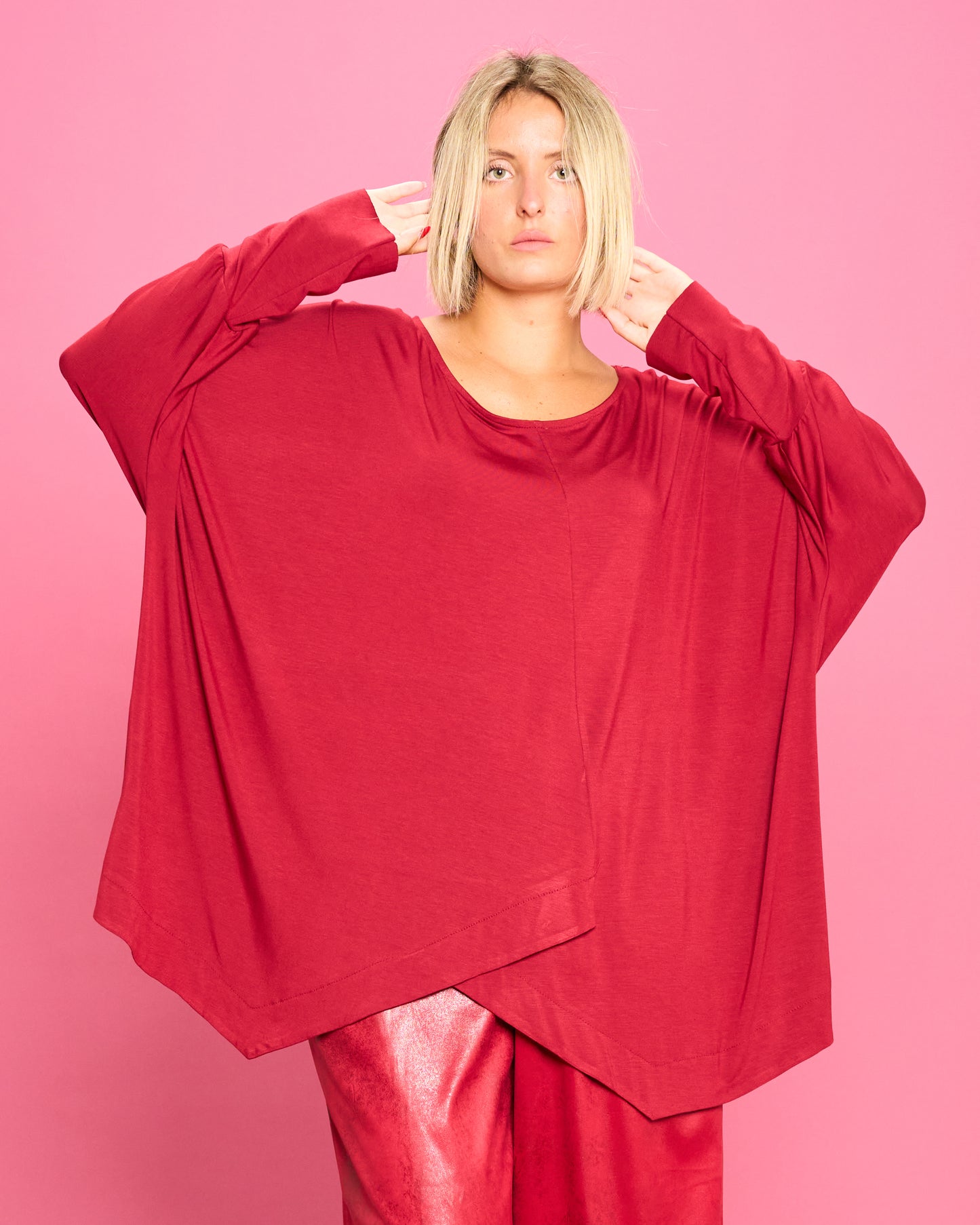 Maglia Over con Orlo Diagonale